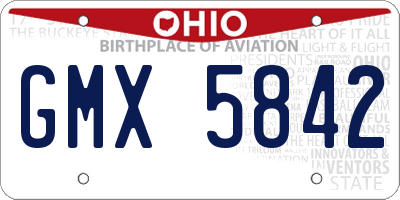 OH license plate GMX5842