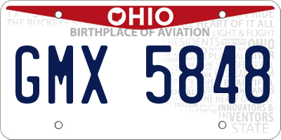 OH license plate GMX5848