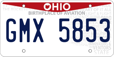 OH license plate GMX5853