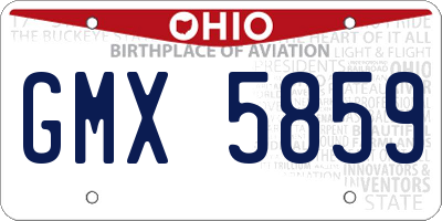 OH license plate GMX5859