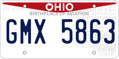 OH license plate GMX5863