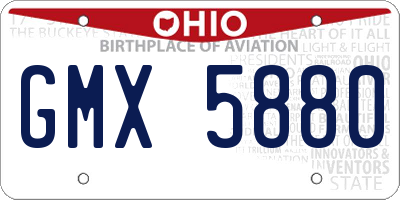 OH license plate GMX5880