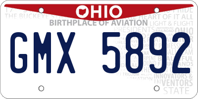 OH license plate GMX5892