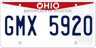 OH license plate GMX5920
