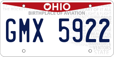 OH license plate GMX5922