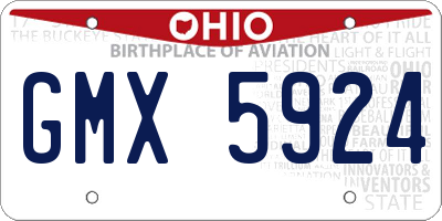 OH license plate GMX5924