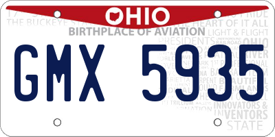 OH license plate GMX5935