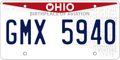 OH license plate GMX5940