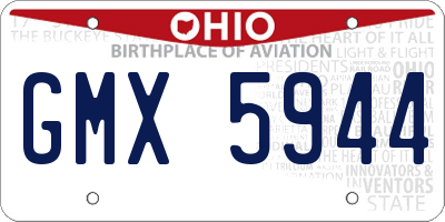 OH license plate GMX5944