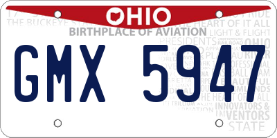 OH license plate GMX5947