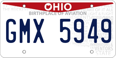 OH license plate GMX5949