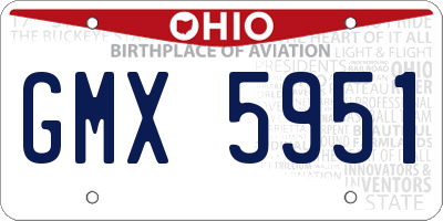 OH license plate GMX5951