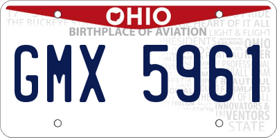 OH license plate GMX5961