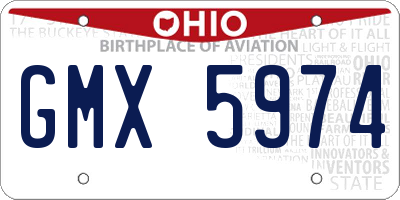 OH license plate GMX5974