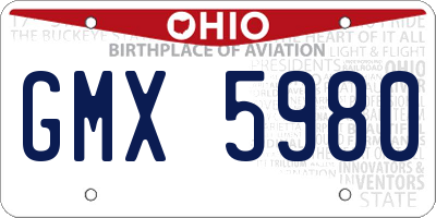 OH license plate GMX5980