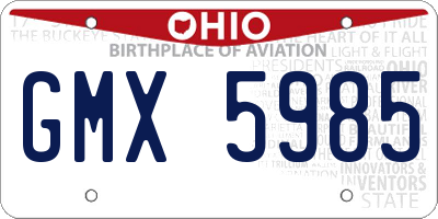 OH license plate GMX5985