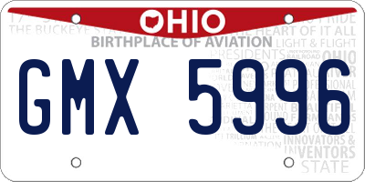 OH license plate GMX5996