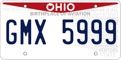 OH license plate GMX5999