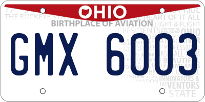 OH license plate GMX6003