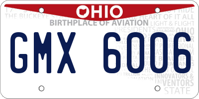 OH license plate GMX6006