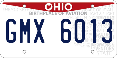 OH license plate GMX6013