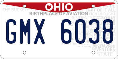 OH license plate GMX6038