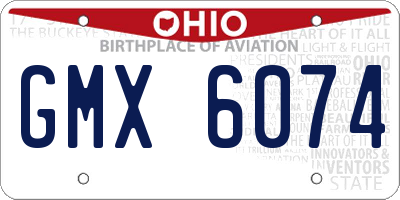 OH license plate GMX6074