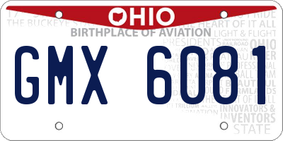 OH license plate GMX6081
