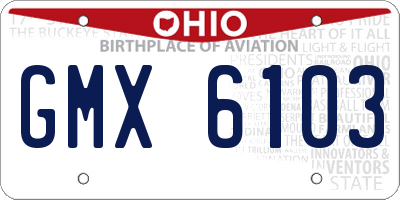 OH license plate GMX6103
