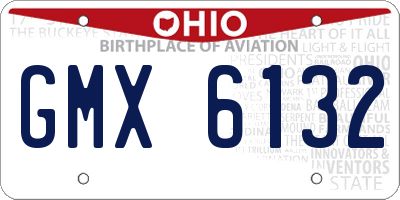 OH license plate GMX6132