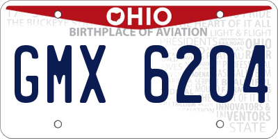 OH license plate GMX6204