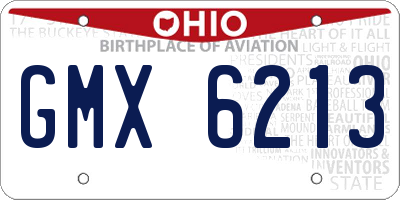 OH license plate GMX6213