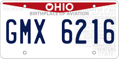 OH license plate GMX6216