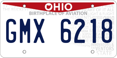 OH license plate GMX6218