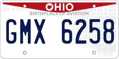 OH license plate GMX6258