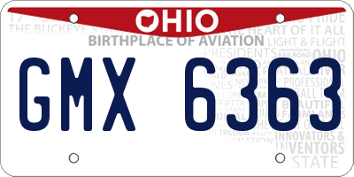 OH license plate GMX6363