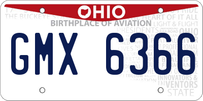 OH license plate GMX6366