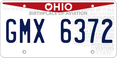 OH license plate GMX6372