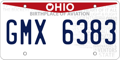 OH license plate GMX6383