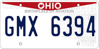 OH license plate GMX6394