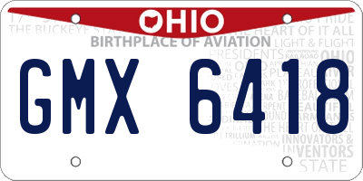 OH license plate GMX6418