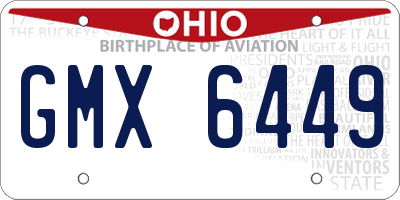 OH license plate GMX6449