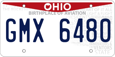 OH license plate GMX6480