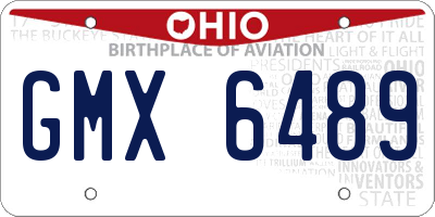 OH license plate GMX6489