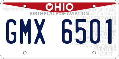 OH license plate GMX6501