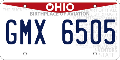 OH license plate GMX6505