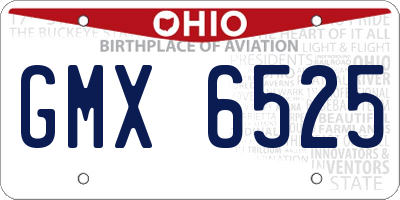 OH license plate GMX6525