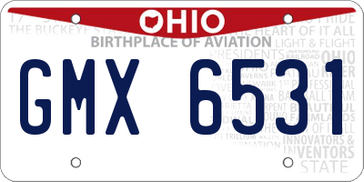 OH license plate GMX6531