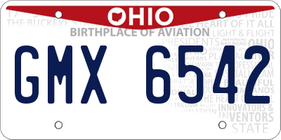 OH license plate GMX6542