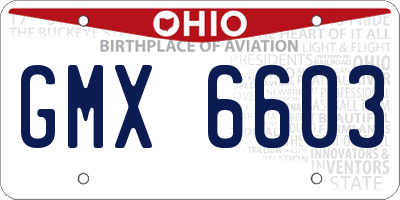 OH license plate GMX6603